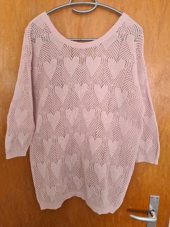 Damen Pullover, Gr. M, Rosa mit Herzenmuster 🩷