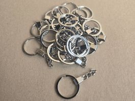 Schlüsselanhänger Ringe 24x Silber Basteln DIY Metall