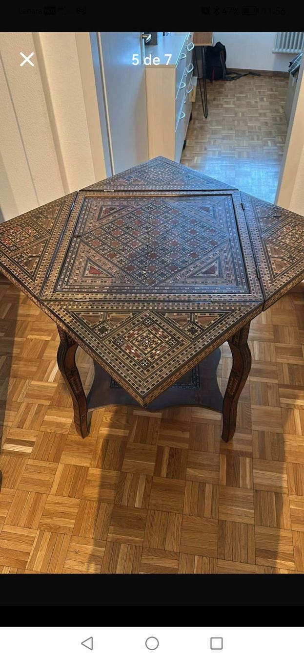 Tavoli: Table de jeu marqueterie orientale avec backgammon – Usato da Bulle venduto da pmcavalheiro 1