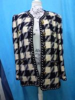 ESCADA WOLLJACKE SCHWARZ WEISS KARIERT SCHURWOLLE GR 36