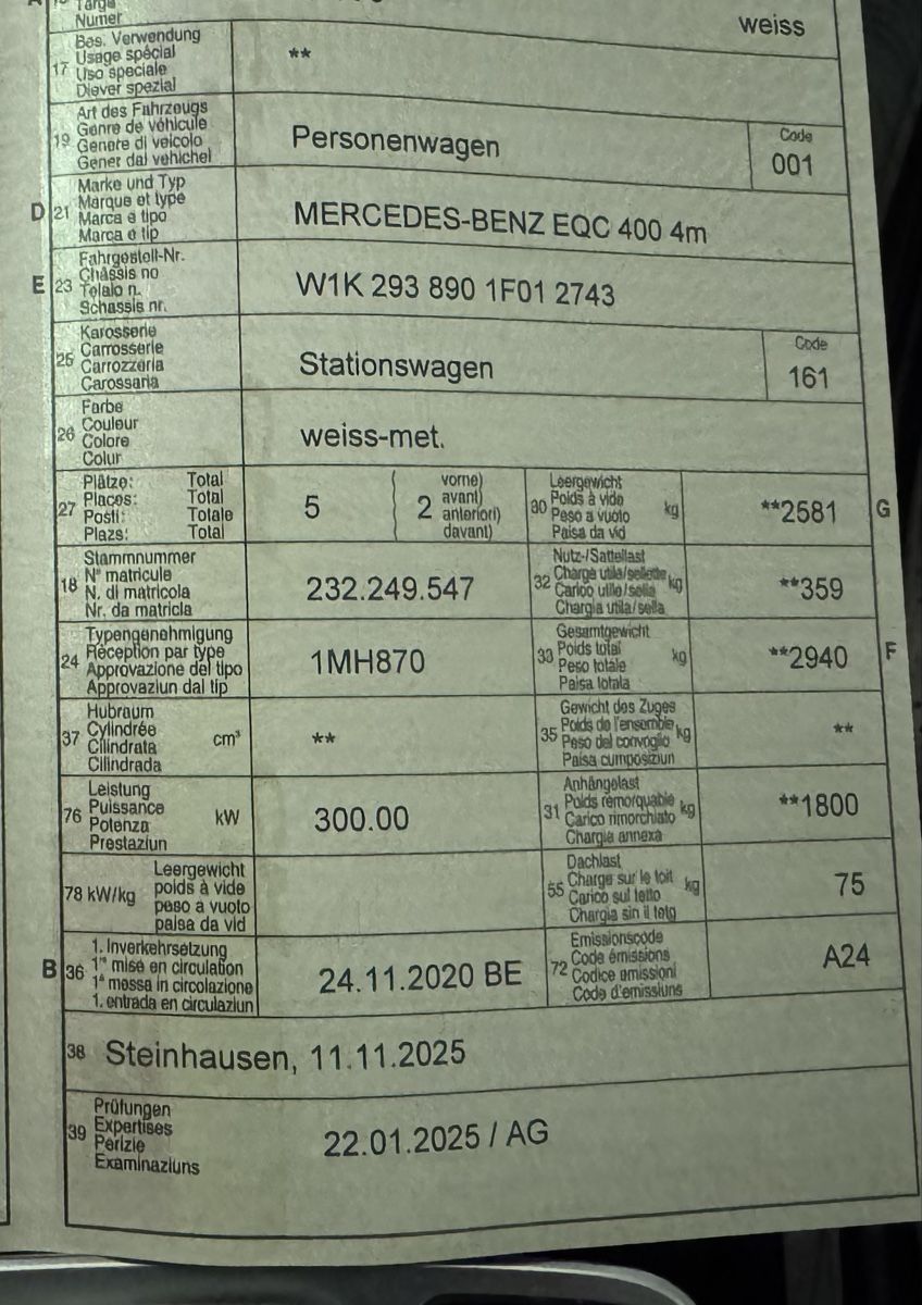 Mercedes-Benz Autos: Mercedes-Benz EQC 400 4Matic SUV – Gebraucht aus Zug von pav_q5f7 6