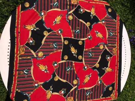 Seidenfoulard, mit Polo-Design, rot/gold/schwarz