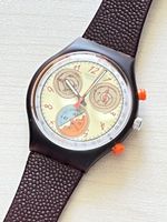 Swatch Chronograph Uhr dunkelbraun guter Zustand