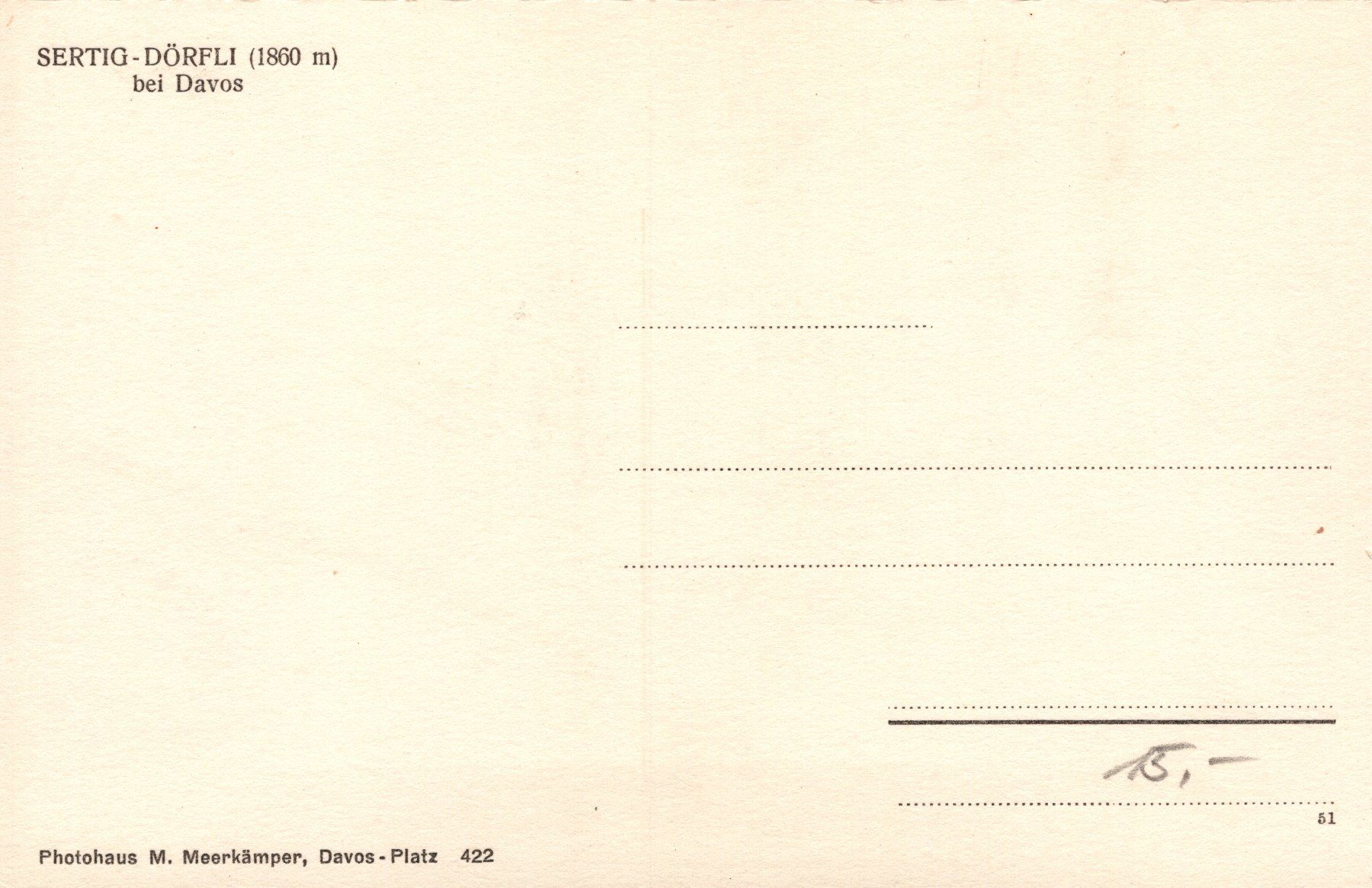 Cartoline postali: 0075 - Postkarte / Ansichtskarte - Sertig Dörfli bei Davos – Usato da Reinach BL venduto da Boston-Verkauf 1