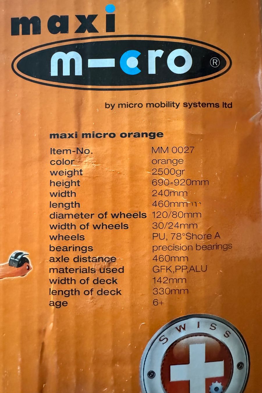 Micro Kickboard: Neu & originalverpackt: Micro Maxi Orange Kinder-Scooter – Nuovo e nell'imballaggio originale da Küsnacht ZH venduto da MountainHawk 2