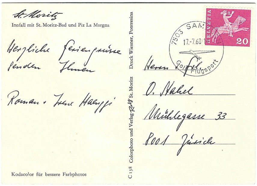 Ansichtskarten: AK St. Moritz mit See und Innfall, 1968, seltene Version – Gebraucht aus Rheinfelden von wil_m7gh 1