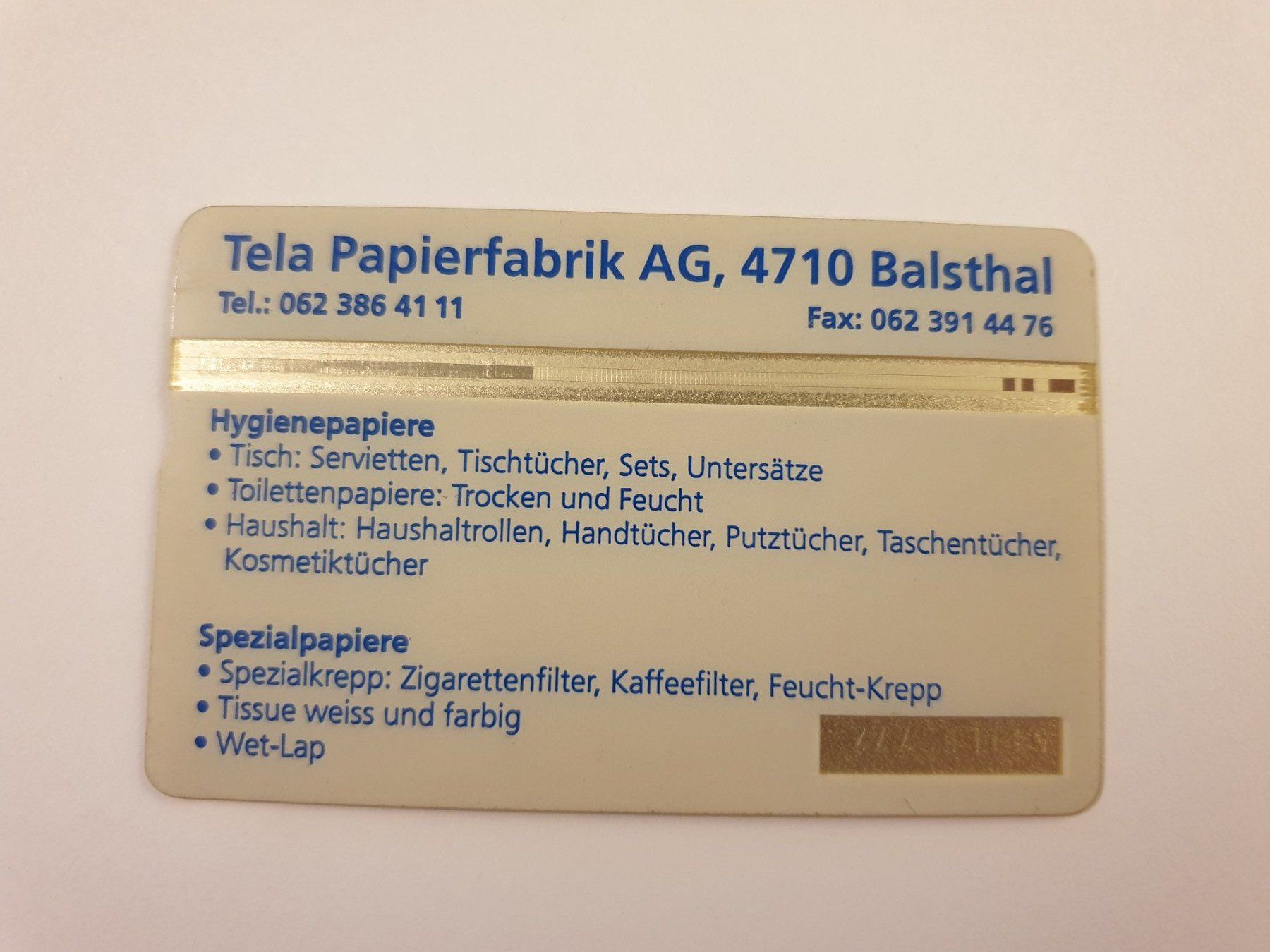 Schede telefoniche: Tela Papierfabrik 511L – Usato da Rain venduto da chesz 1