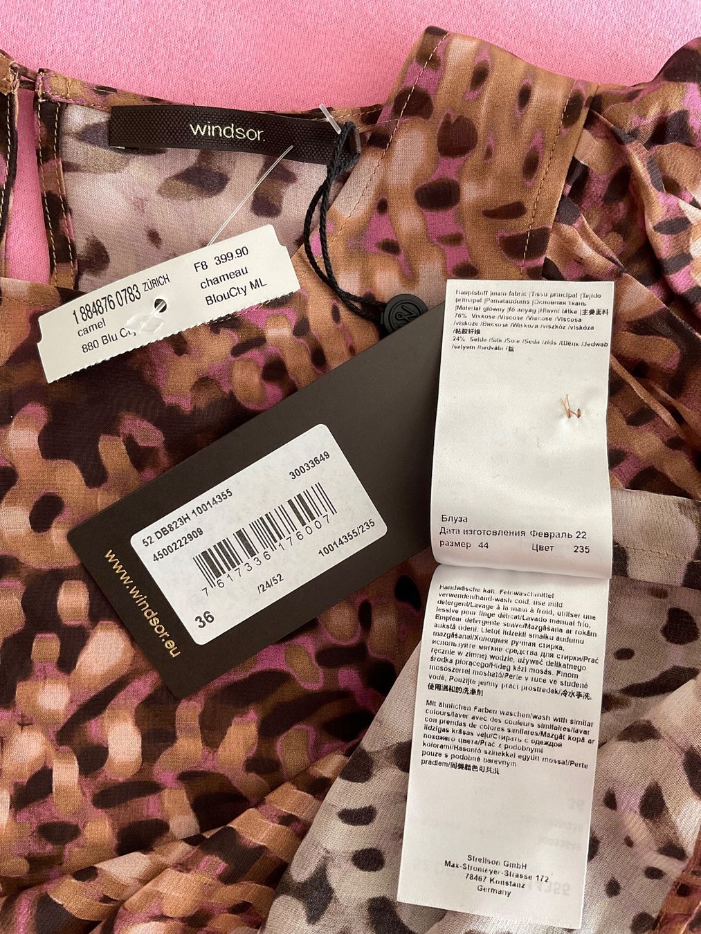 Windsor Camicette: WINDSOR 24% Seiden Bluse Gr 36 Camel NEU NP 400 – Nuovo e nell'imballaggio originale da Urdorf venduto da alda02 7
