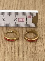 Goldige Ohrringe mit roten Details - Top Zustand!