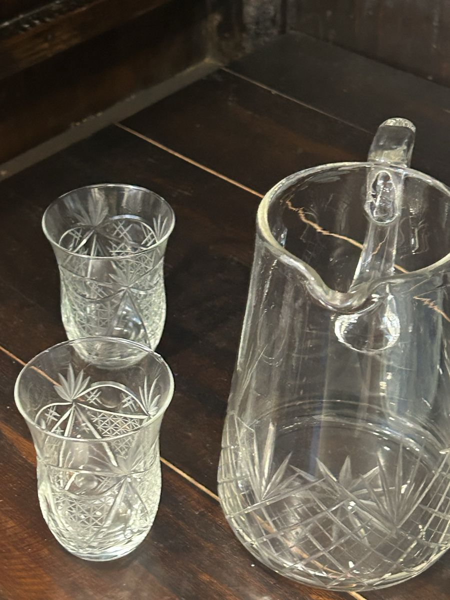 Caraffe: Karaffe und zwei böhmische Kristallgläser – Usato da Losone venduto da del_yh97 8