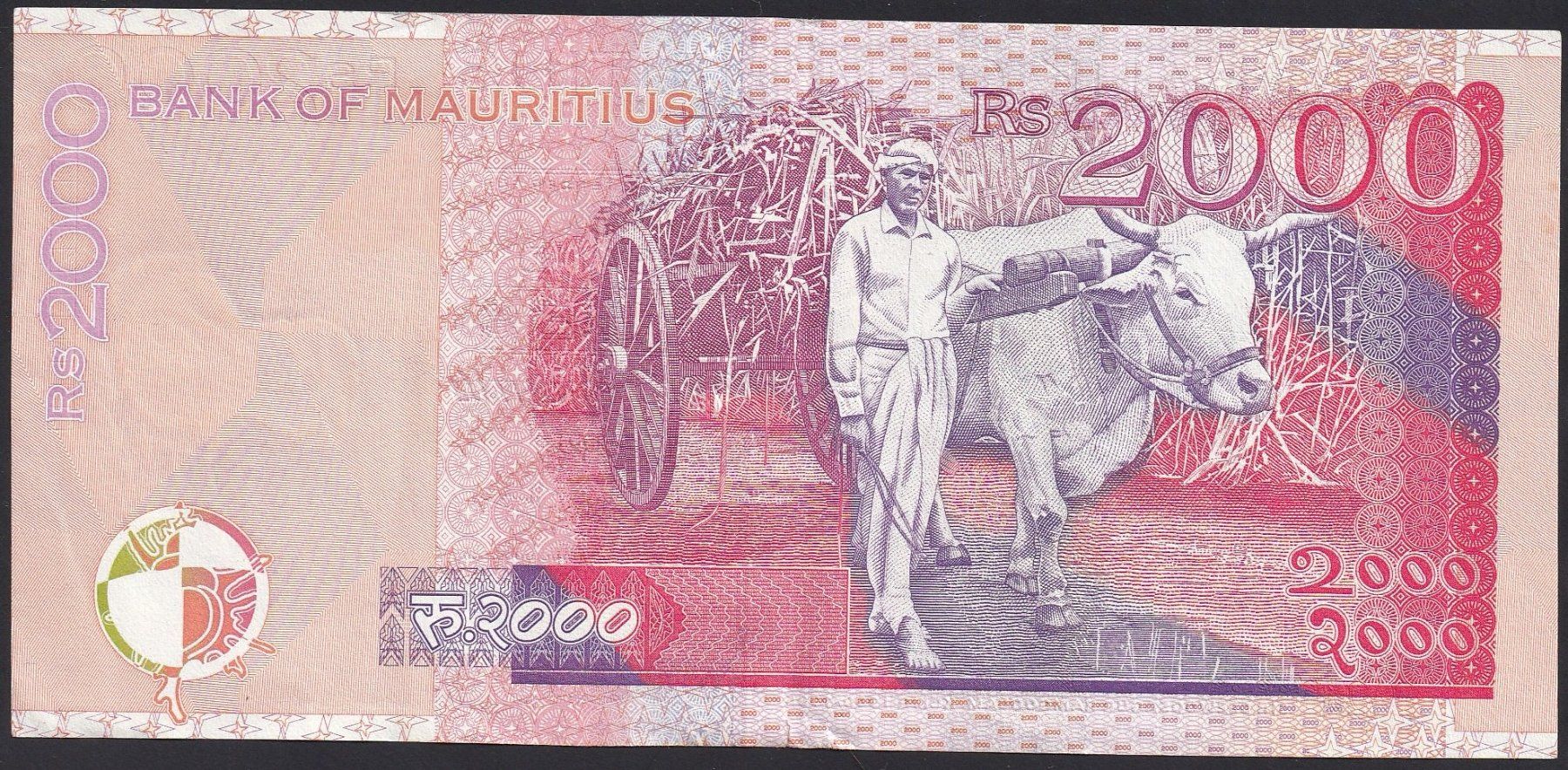 Banknoten: Mauritius 2000 Rupees 1999 – Gebraucht aus Brugg AG von banknoten_muesli 1
