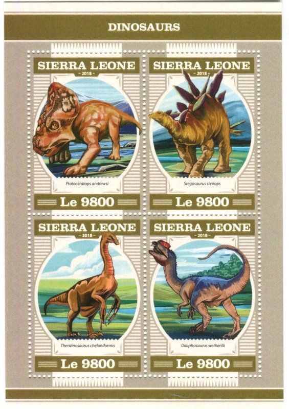 Alle Briefmarken: Block "Dinosaurier". Sierra Leone – Neu und originalverpackt aus Basel von Butsch5