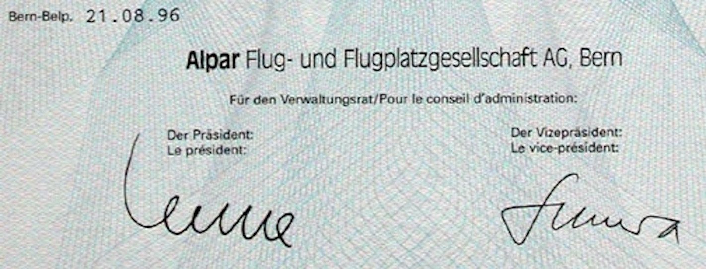 Documenti: Alpar Flug- und Flugplatzgesellschaft AG - 1997 – Usato da Solothurn venduto da Sgasche 1