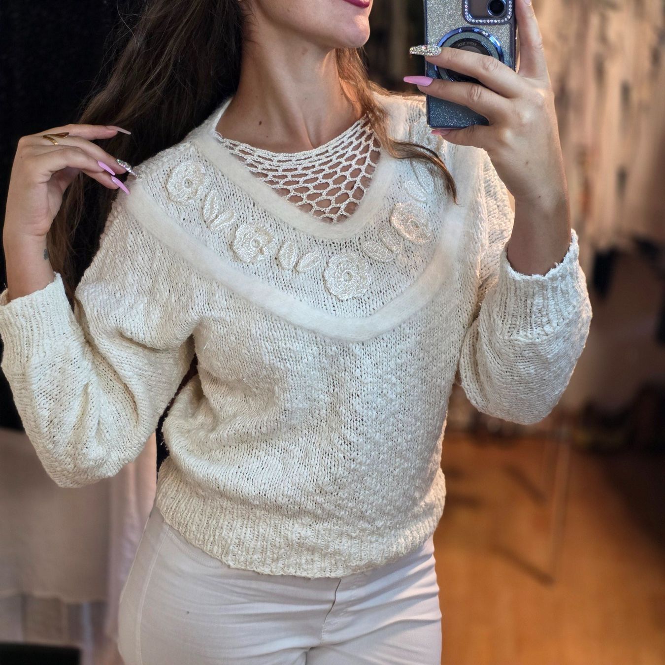 Pullover & Sweatshirts: Vintage Pullover Creme Statement Unikat S/M – Gebraucht aus Wald ZH von CapLux 8