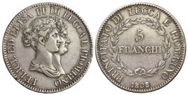 Italien, Lucca, 5 Franchi 1808