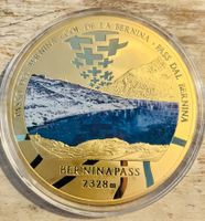 Gedenkmedaille Berninapass 2328m Schweiz Alpenpässe vergolde