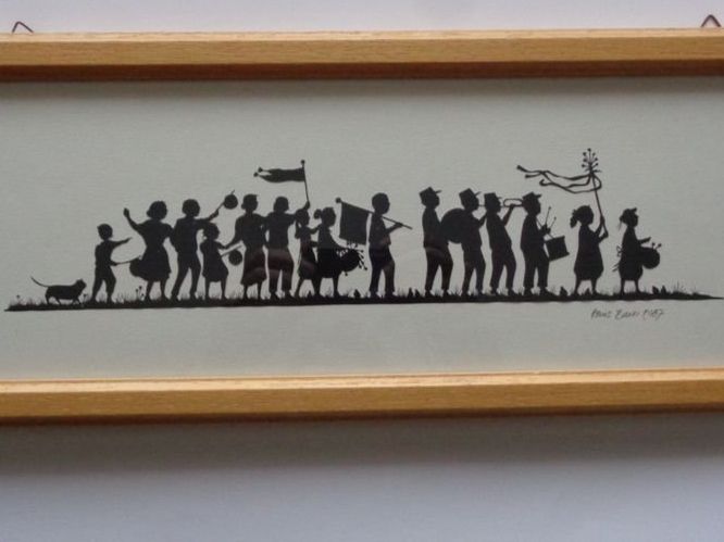 Grafica & Litografie: Scherenschnitt original >> Fest-Umzug<< – Usato da Zürich venduto da Mr.Dachboden 1