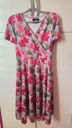 Sommerliches Lady Vintage London Kleid rosa Punkte 14 XL