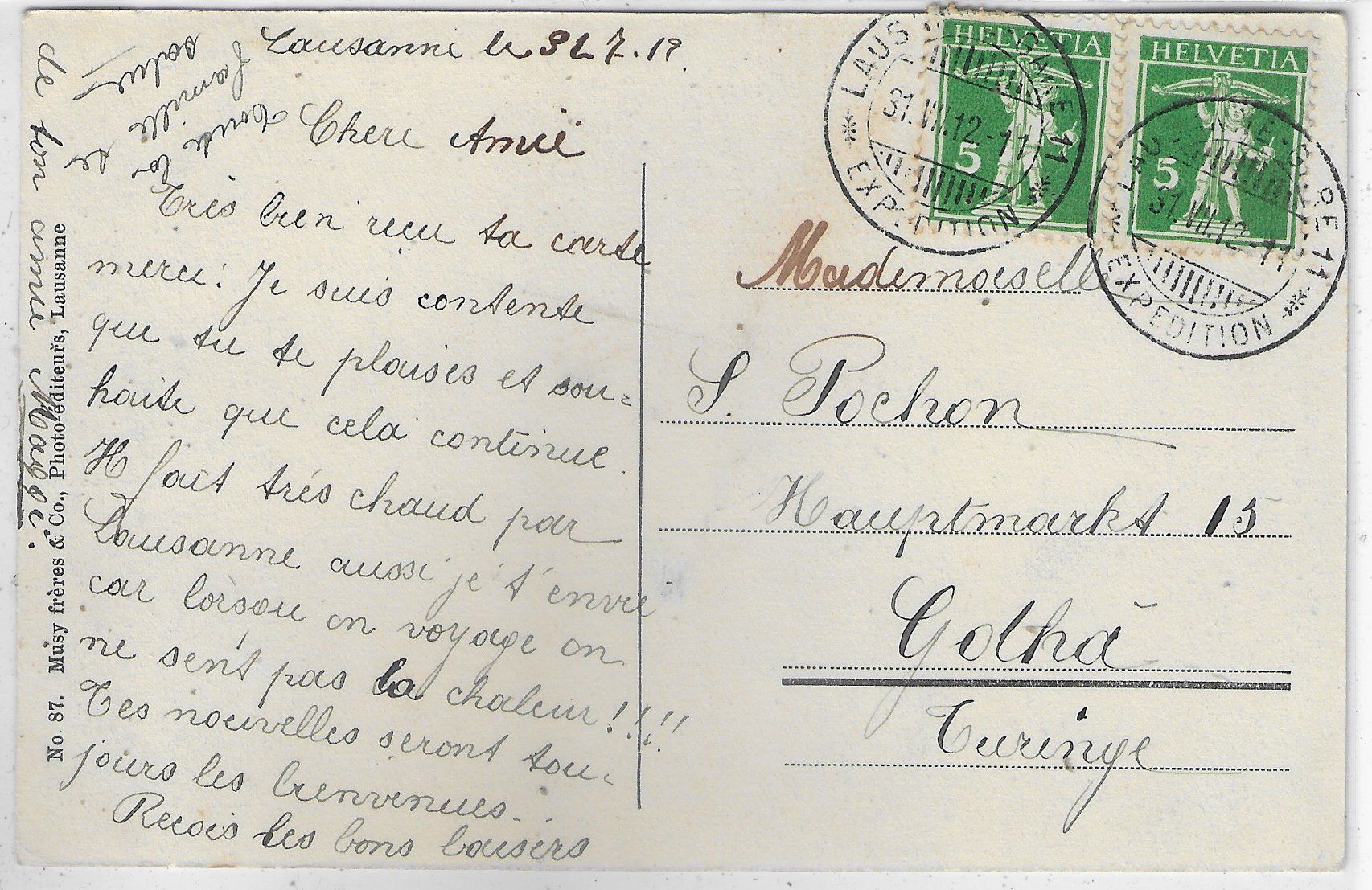 Cartoline postali: Lausanne - Ecole de Medecine et Ecole Normale – Usato da Ettingen venduto da Kartenplanet 1