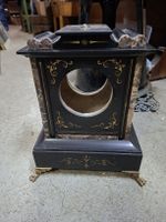 Antike Kaminuhr Gehäuse Marmor Schwarz/Gold Verziert, 