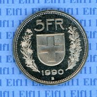 CHF___5.00 1990 stgl * nigelnagelneu! 5 Franken