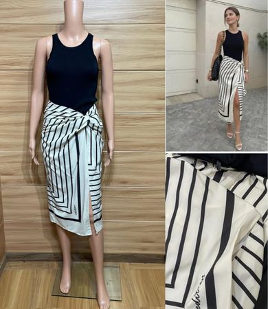Elegant Black & White Midi Dress