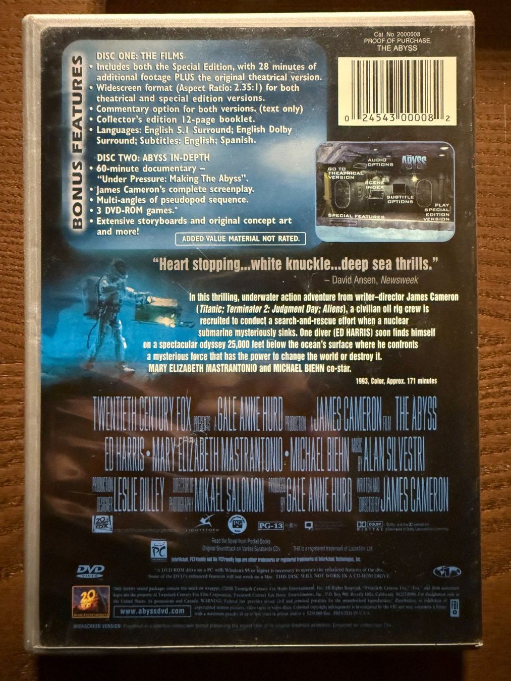 Tutti i DVDs: Abyss (1989) – Usato da Zürich venduto da FilmFreunde 1