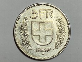 5 Franken 1937 Silber gute Erhaltung..siehe fotos