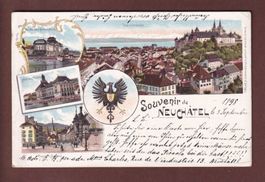 Souvenir de NEUCHÂTEL - 1898 Litho // pli d'angle //