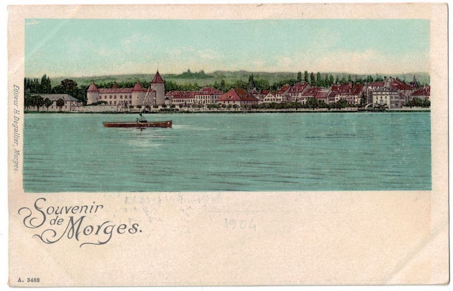 Cartoline postali: Souvenir de Morges, vers 1900 – Usato da Frauenfeld venduto da POML