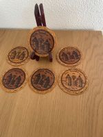 Holz Untersetzer Set, Tata Somba Motiv, für den Tisch DM9 cm