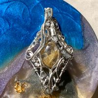 Silberanhänger Rutilquarz Cabochon (wire wrapping)