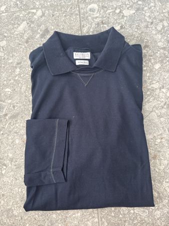 Brunello Cucinelli Polo Langarm Slim Fit Grösse M/L 
