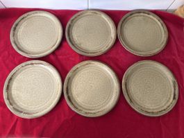 6 Sahara - Dessert-Teller aus Steinzeug, Vintage Look, 