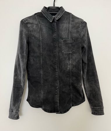 Bluse von Calvin Klein Jeans Gr. XS, Farbe grau/schwarz