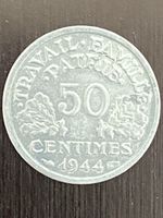 France, 50 Centimes 1944, Aluminium 