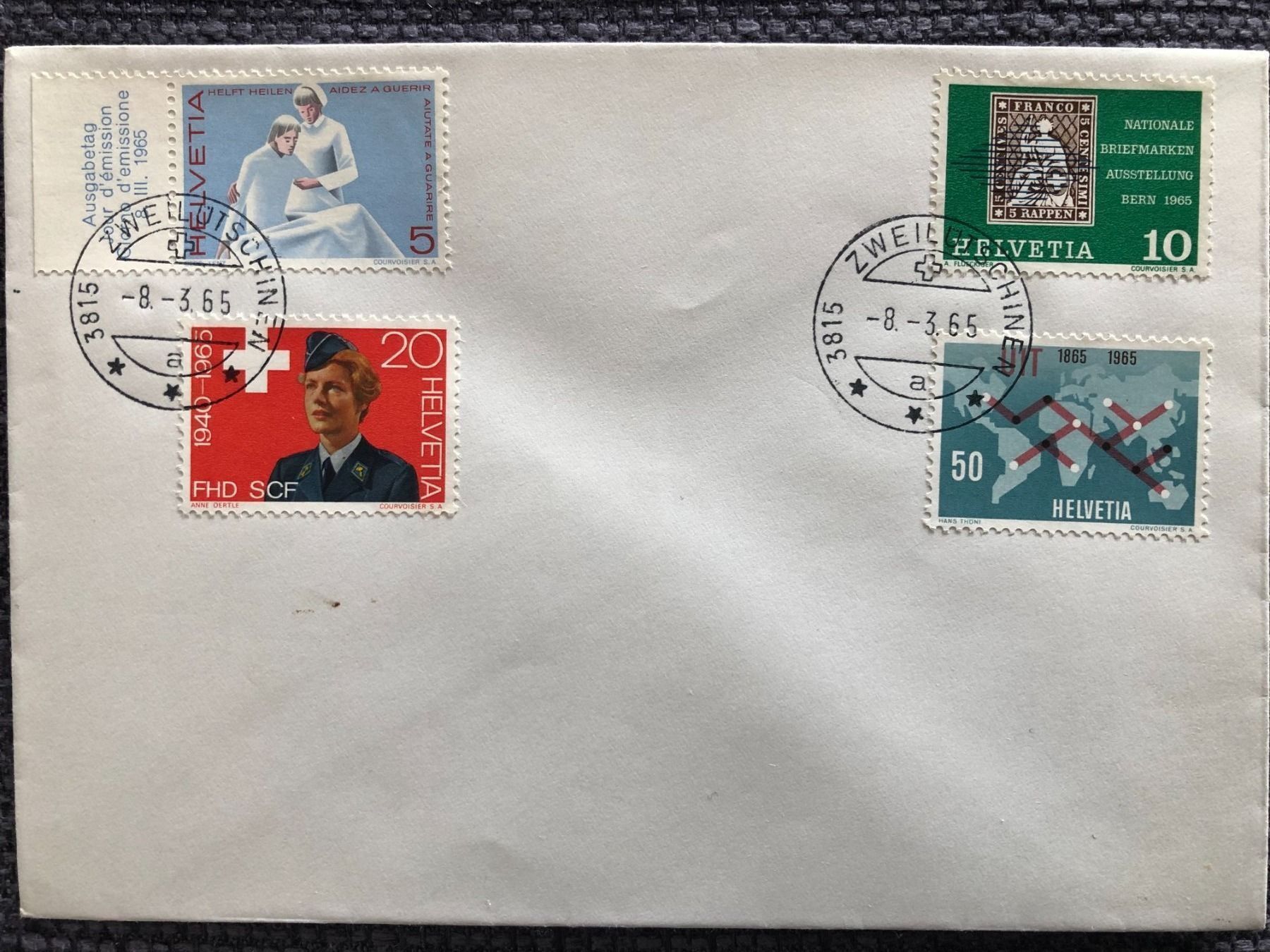 Couverts & Versandtaschen: Werbemarken 1965: Umschlag FDC – Gebraucht aus Biel/Bienne von TomBaBi