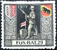 Soldatenmarke 1.WK, Füs Bat 29, Abart 3 teilig, Wi 3.Div 73a