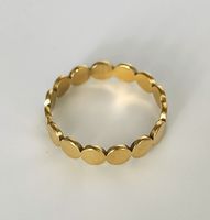 Edelstahlring 18K vergoldet, flache Kreise