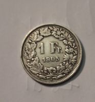 Schweizer Münze 1 Franken 1905 Helvetia Silber sehr schön