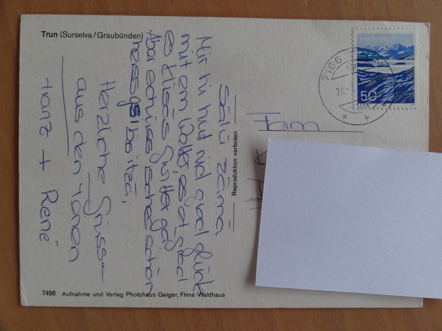 Cartoline postali: Trun - Surselva Grisons – Usato da St Léonard venduto da Riglin 1