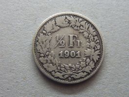 1/2 Fr.  1901  rar nur 0,20 Mio. Prägungen.
