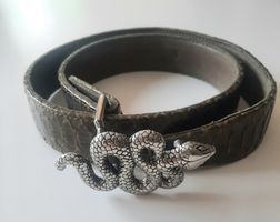 Ceinturon en python kaki Claris Virot