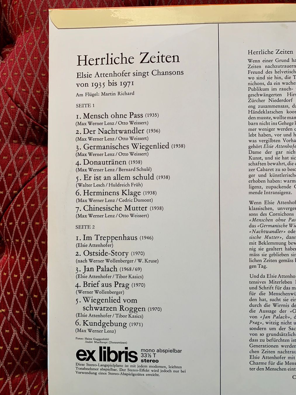 Dischi in vinile: Cabaret Cornichon/ Elsie Attenhofer – Usato da Pazzallo venduto da 51chro74 6