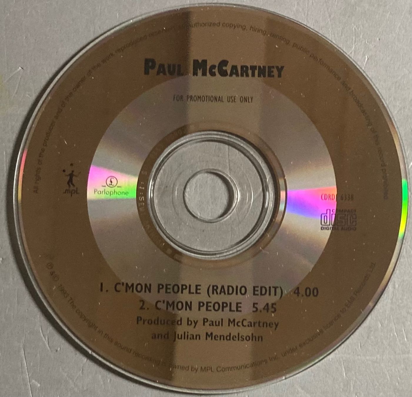 CDs: PAUL MCCARTNEY - C'MON PEOPLE – D'occasion à Poliez-Pittet par Newtown-Records 1