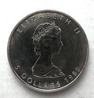 Kanada 5 Dollar Münze 1989 „Maple Leaf“ 1 Unze in Münzkapsel
