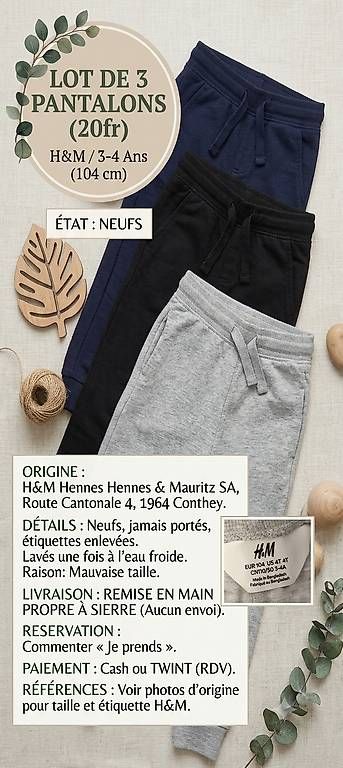 H&M Ensembles coordonnés: Pantalons pour garçons – D'occasion à Sierre par ana_8jqm