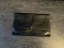 Elegante Vintage Leder Clutch, schwarz - Top Zustand!