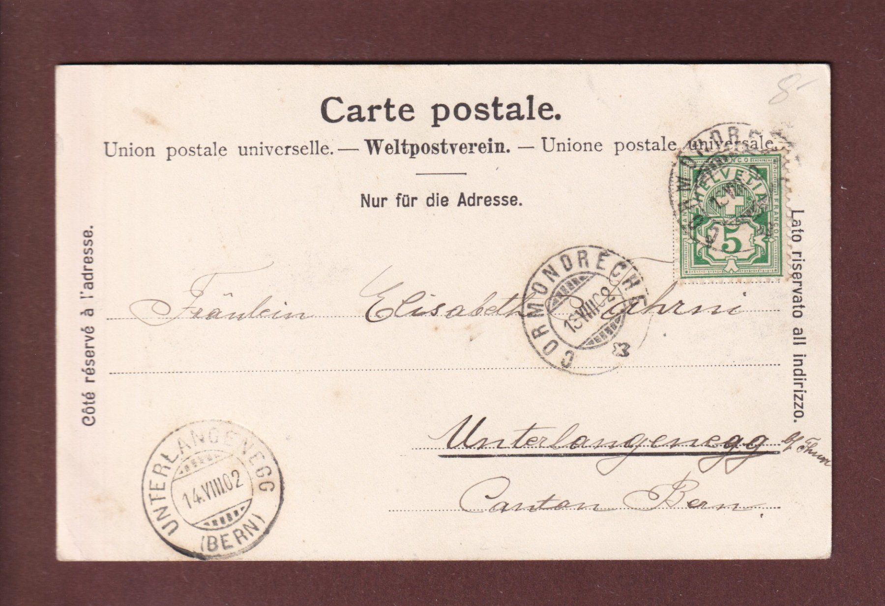 Cartoline postali: Dans les Gorges de l'AREUSE - 1902 – Usato da Pully venduto da nicecards 1