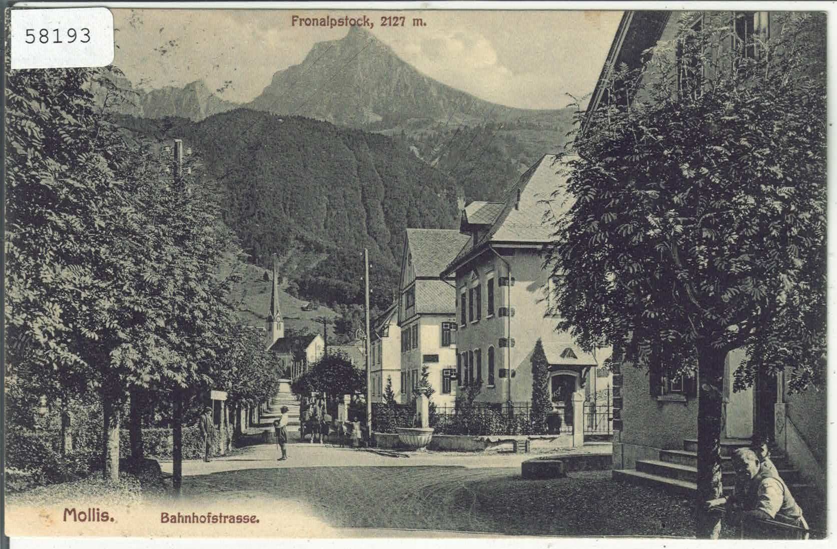 Cartoline postali: Mollis - Bahnhofstrasse - animee – Usato da Ettingen venduto da Kartenplanet